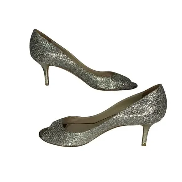 Jimmy Choo Isabel Champang Glitter High Heels Sz EU39 US9 - Picture 4 of 15